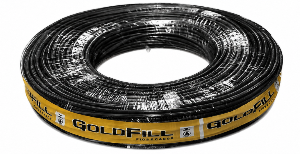 Cabo Flexível 2,5mm Rolo 100 Metros Com inmetro Cobertura Preto Goldfill