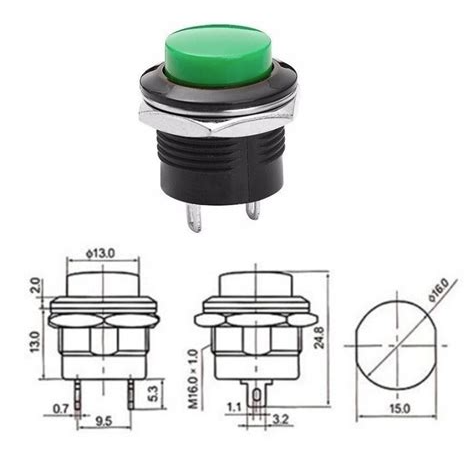CHAVE PUSH BUTTON TIPO START/BUJÃO, MODELO R13-507, COR verde.