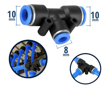 QRTR10-08 - CONEXAO TEE DE REDUCAO 10MM PARA 08MM